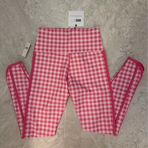 Anthropologie x Beach Riot Pink and White plaid leggings